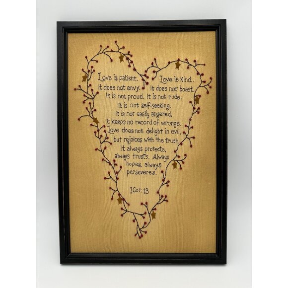 Embroidery Framed Wall 1 Corinthians 13 Love Verse Wedding Countrycore Gallary - Picture 5 of 5